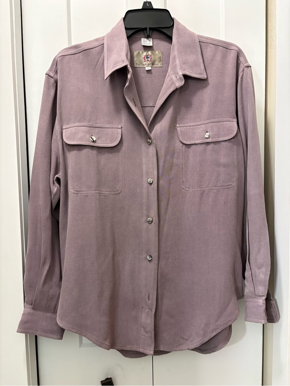 The Territory Ahead Vintage Lavender Button-Down Shirt 100% Silk Size M